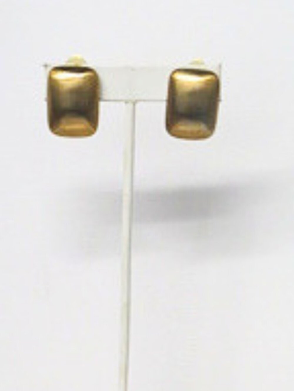 Vintage Gold Tone Rectangular Button Clip-On Earrings